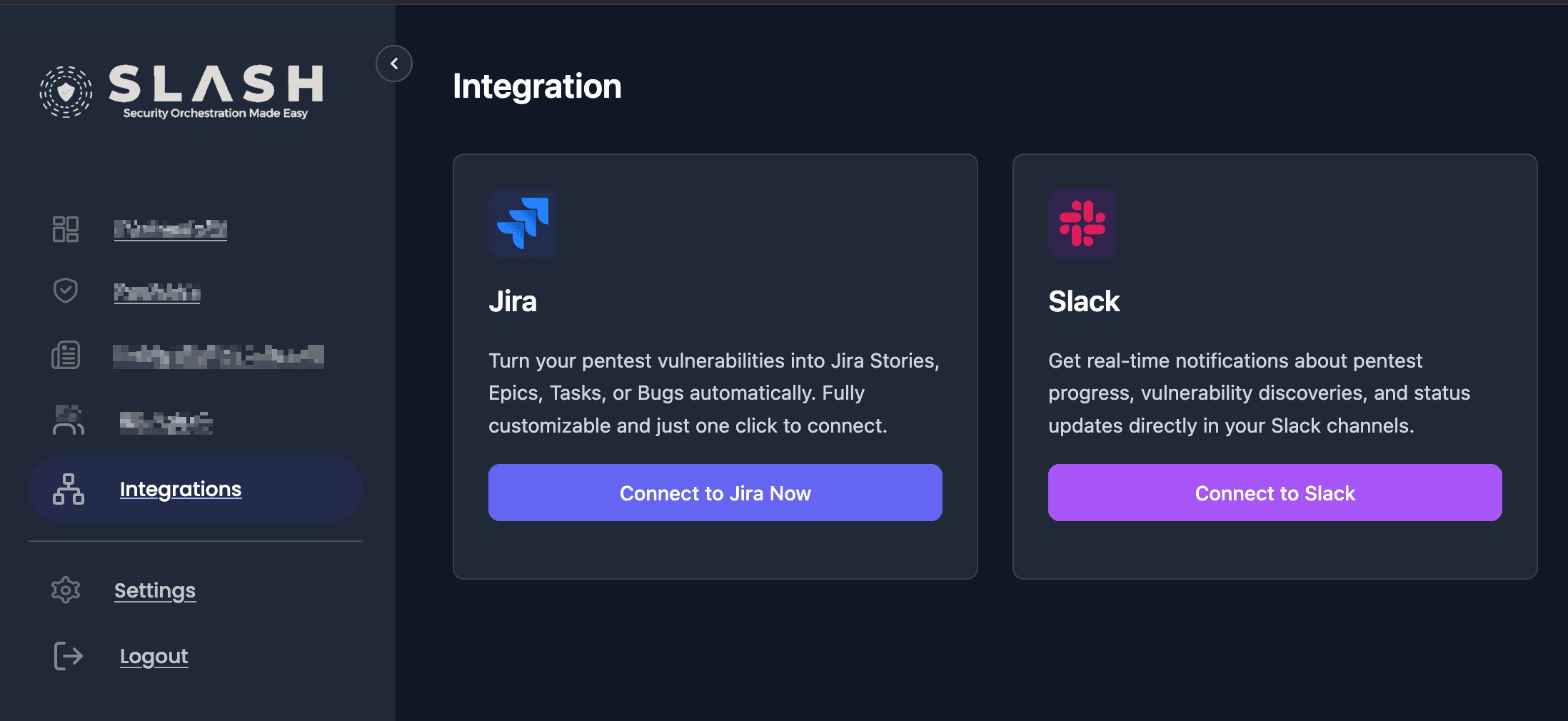 Navigate to Integrations screenshot