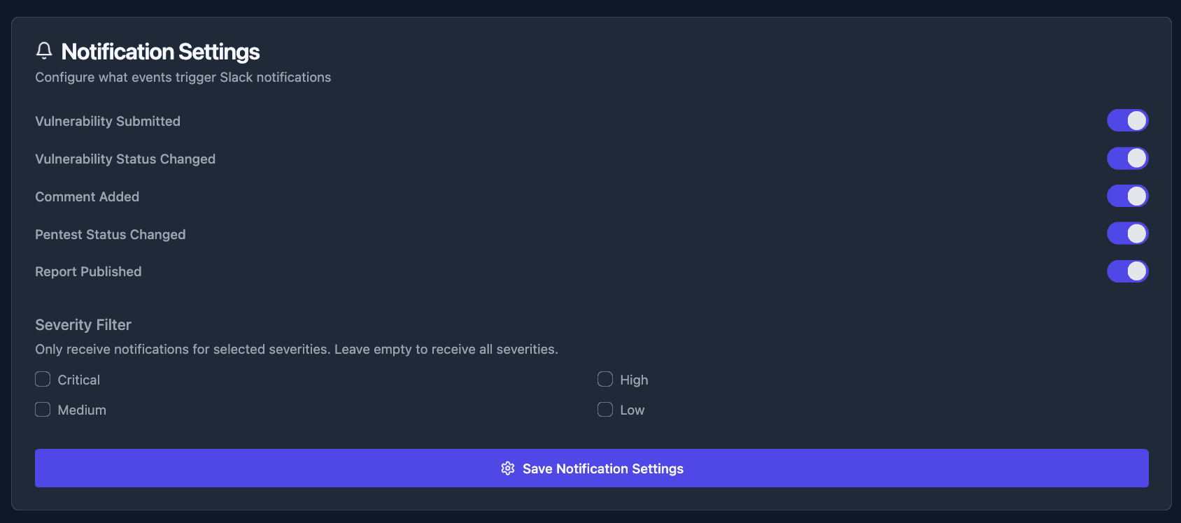 Configure Notification Settings screenshot