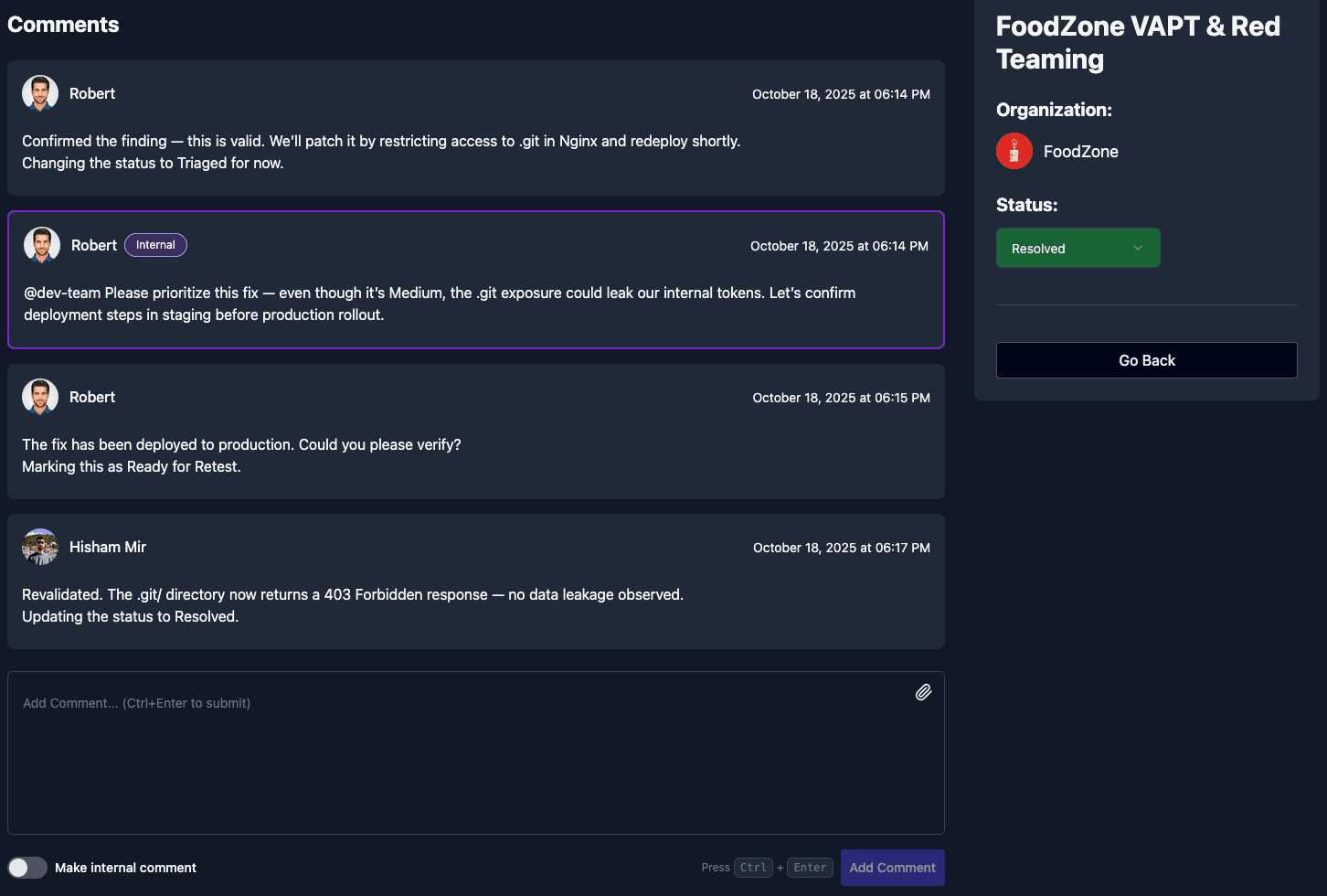 Real-Time Collaboration Under Every Finding